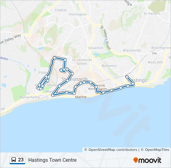 Bus 23 Route Map 23 Route: Schedules, Stops & Maps - Hastings Town Centre (Updated)