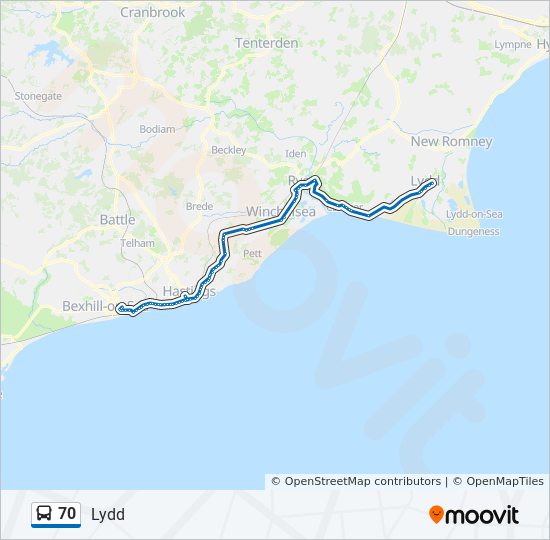 Bus 70 Route Map 70 Route: Schedules, Stops & Maps - Lydd (Updated)