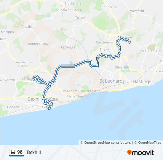 Bus 98 Route Map 98 Route: Schedules, Stops & Maps - Bexhill (Updated)