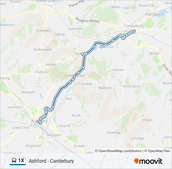 1x Route: Schedules, Stops & Maps - Canterbury (Updated)