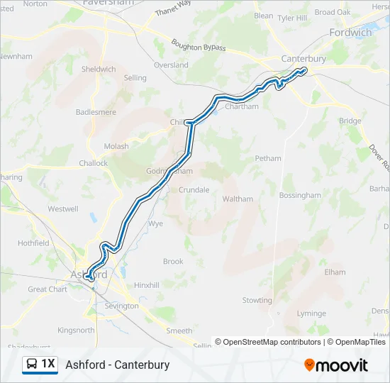 1X Bus Line Map