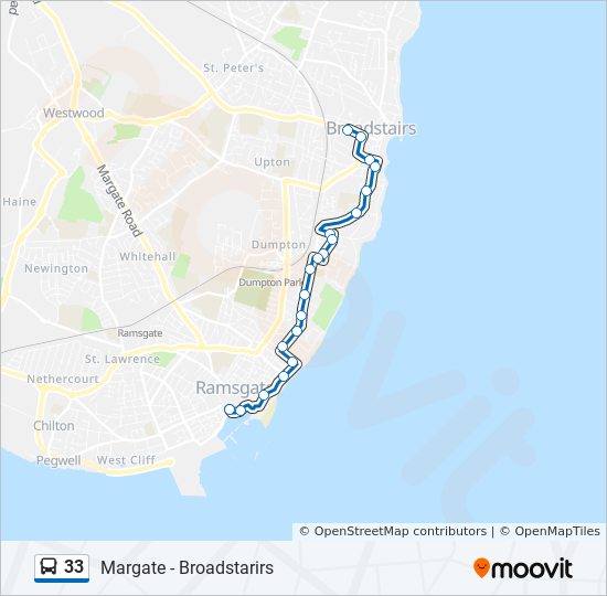 Bus 33 Route Map 33 Route: Schedules, Stops & Maps - Broadstairs (Updated)