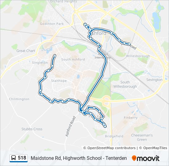 Bus 518 Route Map 518 Route: Schedules, Stops & Maps - Ashford (Updated)