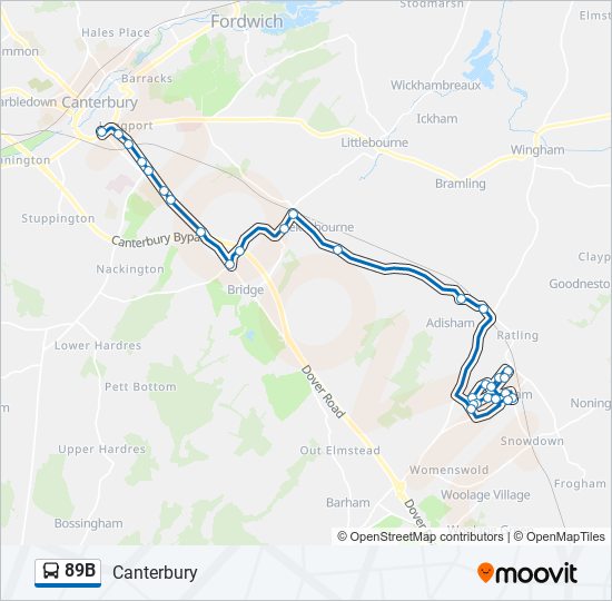 89b Route: Schedules, Stops & Maps - Canterbury (Updated)