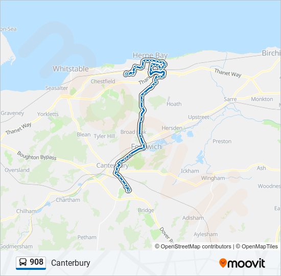 908 bus Line Map