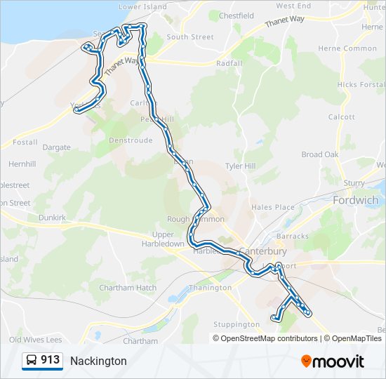 913 bus Line Map