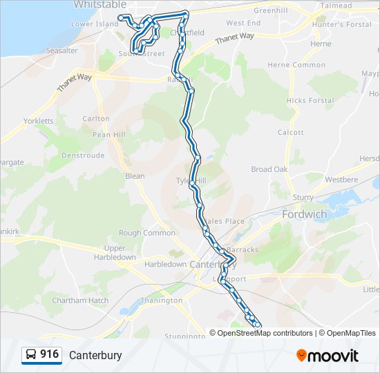 916 bus Line Map