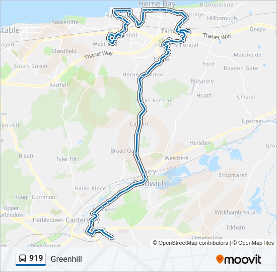 919 bus Line Map