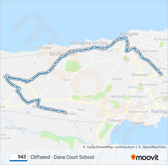 943 bus Line Map