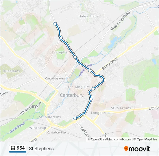 954 Bus Line Map