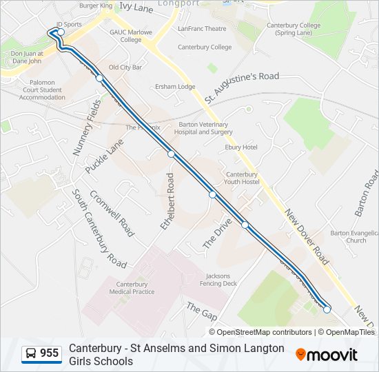 955 bus Line Map