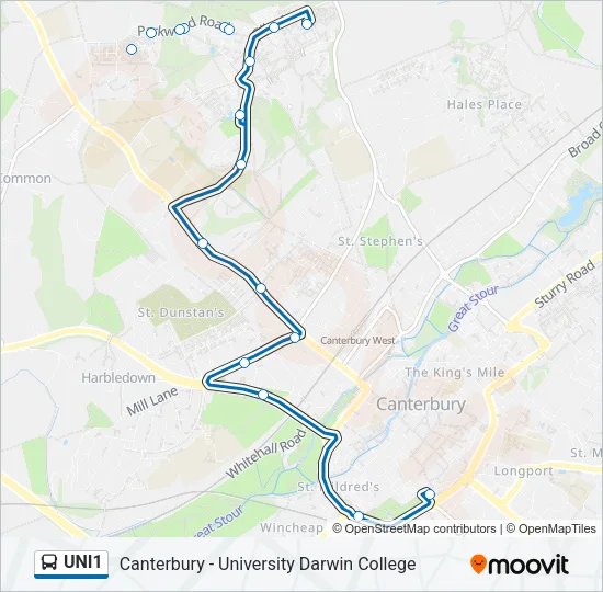 UNI1 Bus Line Map