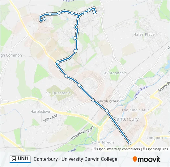 UNI1 Bus Line Map