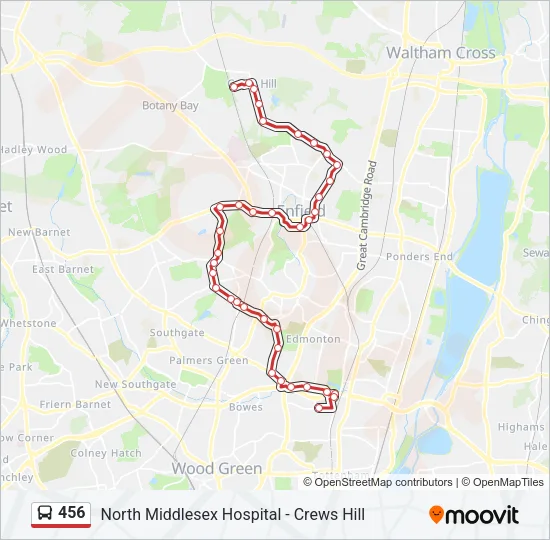 456 Bus Line Map