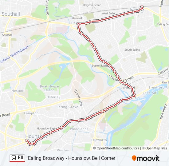 E8 bus Line Map