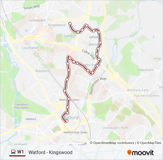 W1 Bus Line Map