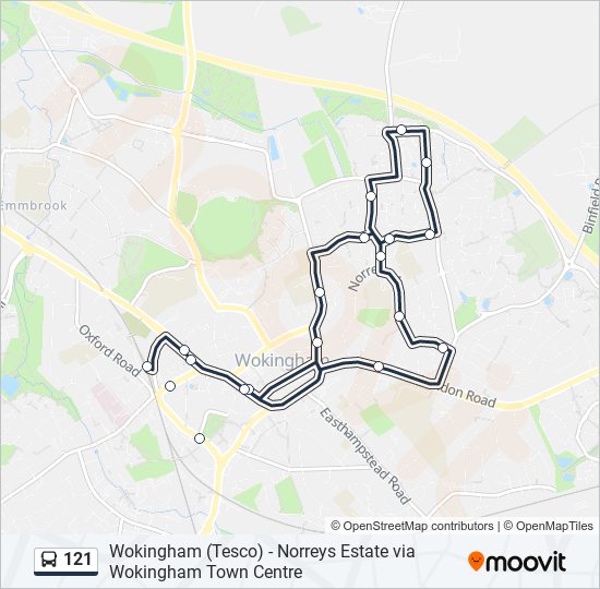 Bus 121 Route Map 121 Route: Schedules, Stops & Maps - Wokingham (Updated)