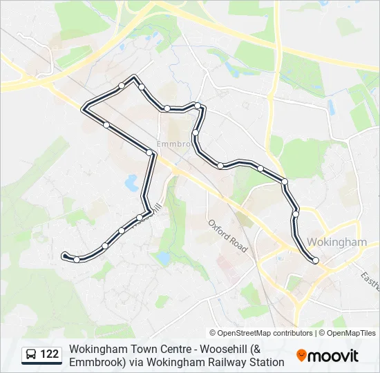 Wokingham Town Centre Map 122 Route: Schedules, Stops & Maps - Wokingham Town Centre (Updated)