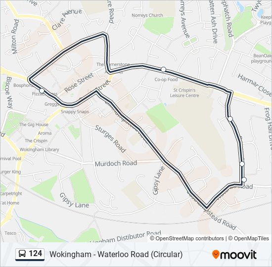 Bus 124 Route Map 124 Route: Schedules, Stops & Maps - Wokingham Town Centre (Updated)