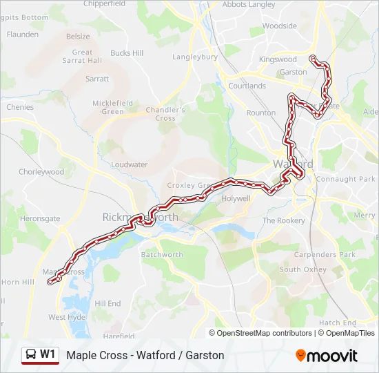 W1 Bus Line Map
