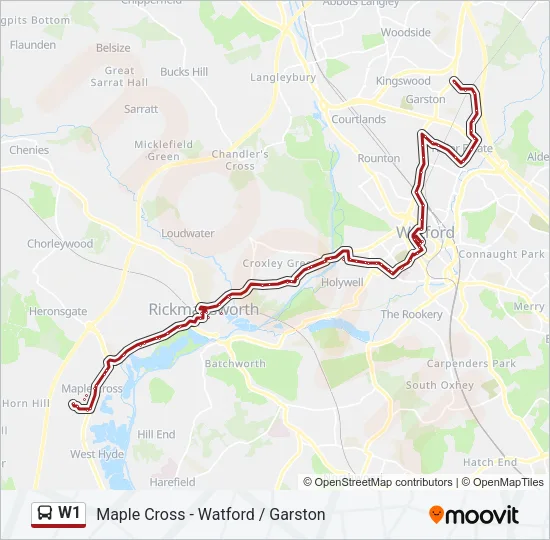 W1 Bus Line Map