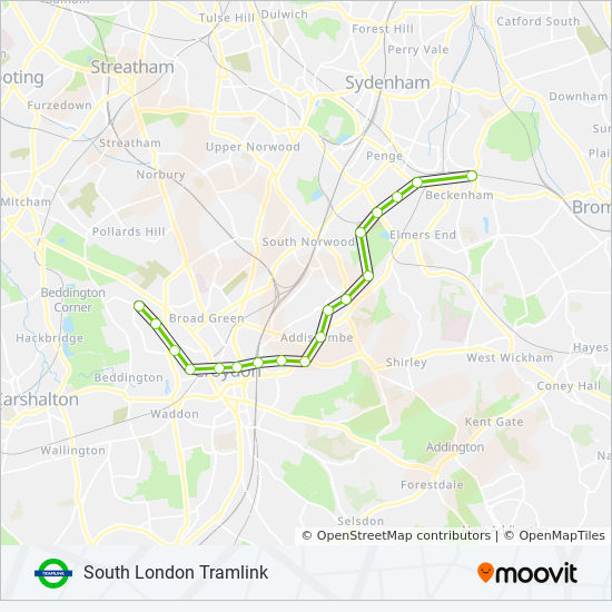 Croydon Tram Route Map Tram Route: Schedules, Stops & Maps - Wimbledon Tram Stop‎→Elmers End Tram  Stop (Updated)