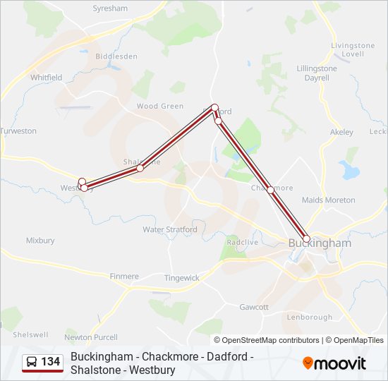 134 bus Line Map