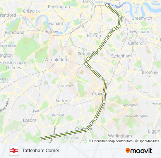 SOUTHERN train Line Map