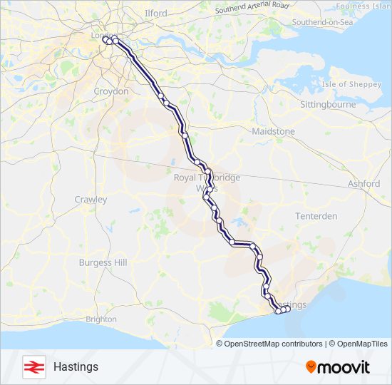 London South East Rail Map Southeastern Route: Schedules, Stops & Maps - Hastings (Updated)