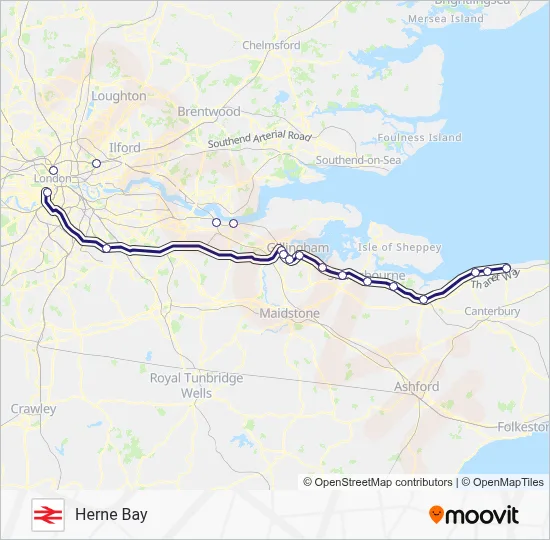 Kent Train Line Map SOUTHEASTERN Route: Schedules, Stops & Maps - Herne Bay (Updated)