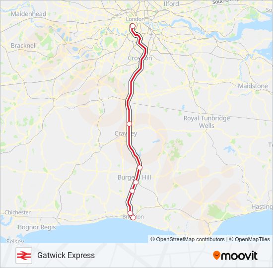 GATWICK EXPRESS train Line Map