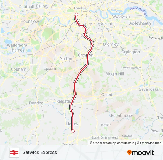 GATWICK EXPRESS Train Line Map