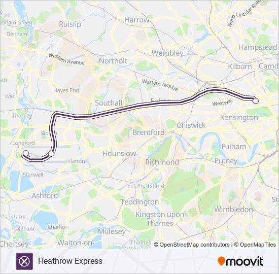 HEATHROW EXPRESS train Line Map