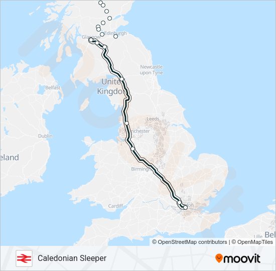CALEDONIAN SLEEPER Train Line Map