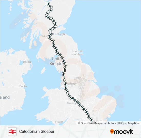 CALEDONIAN SLEEPER Train Line Map