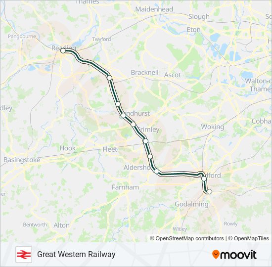 GREAT WESTERN RAILWAY train Line Map