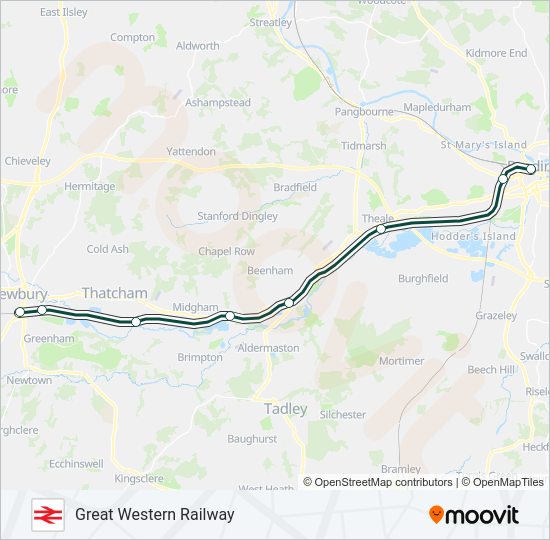 GREAT WESTERN RAILWAY train Line Map