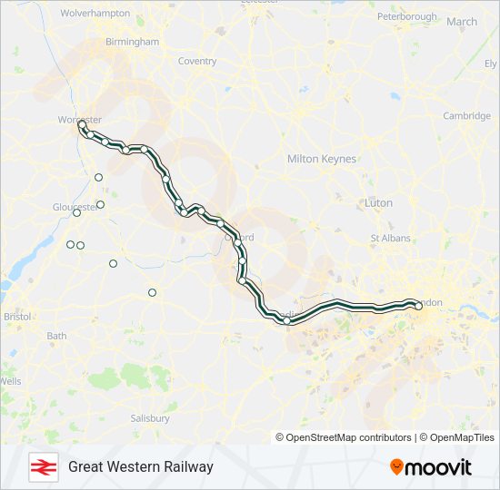 GREAT WESTERN RAILWAY Train Line Map