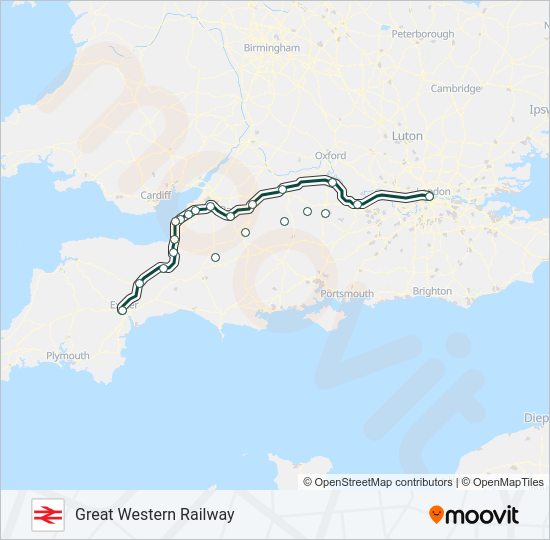 GREAT WESTERN RAILWAY train Line Map