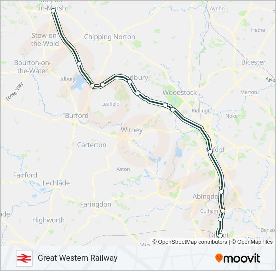 Great Western Railway Route Schedules Stops And Maps Moreton In Marsh 1593