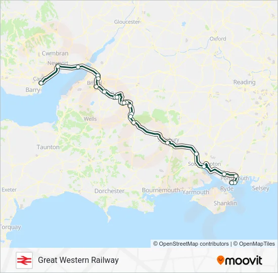 GREAT WESTERN RAILWAY Train Line Map