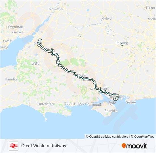 GREAT WESTERN RAILWAY train Line Map