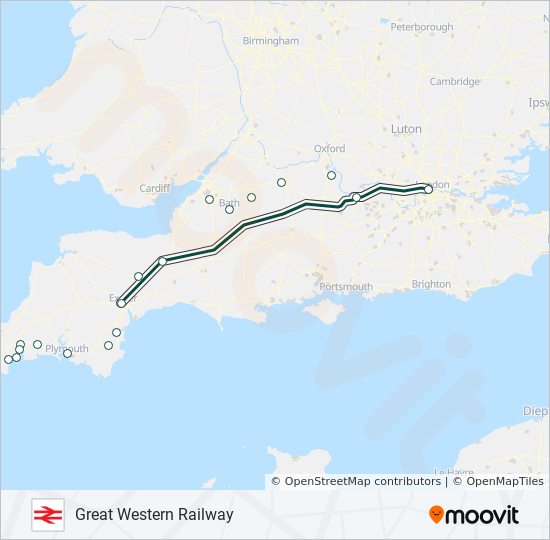 GREAT WESTERN RAILWAY train Line Map