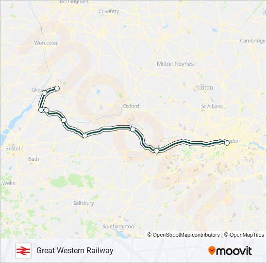 GREAT WESTERN RAILWAY train Line Map