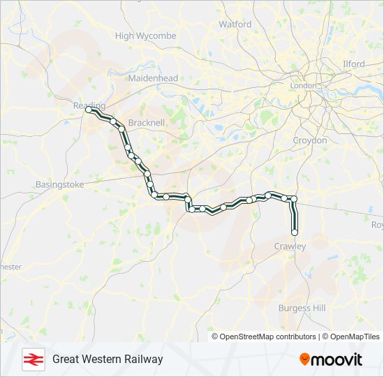 GREAT WESTERN RAILWAY train Line Map