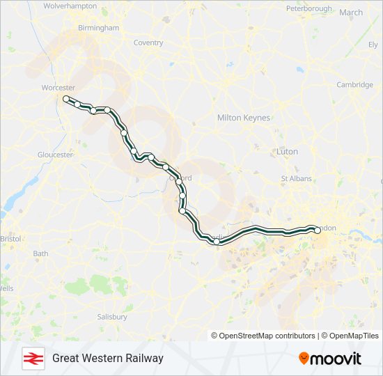 GREAT WESTERN RAILWAY Train Line Map
