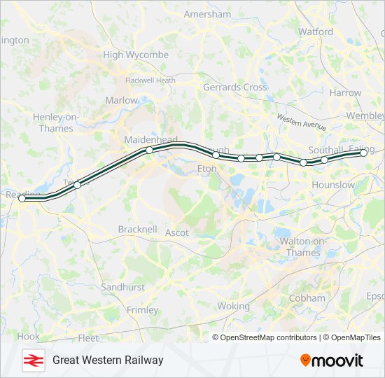 GREAT WESTERN RAILWAY train Line Map