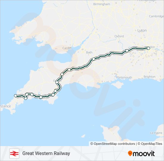 GREAT WESTERN RAILWAY Train Line Map