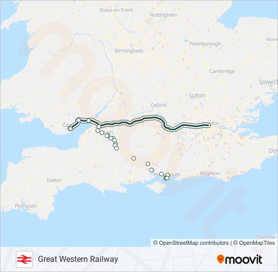 GREAT WESTERN RAILWAY train Line Map