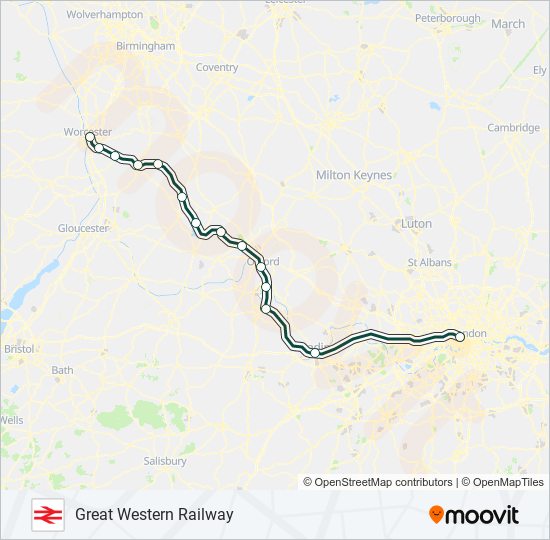 GREAT WESTERN RAILWAY train Line Map